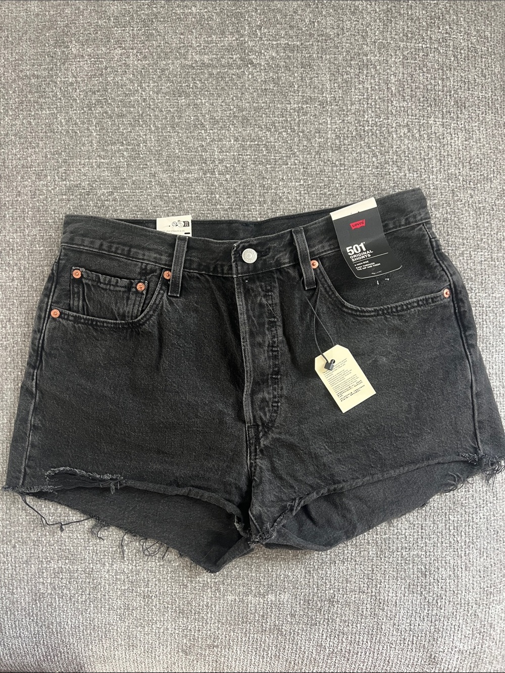 Levi's Black High-Rise Cutoff Denim Shorts